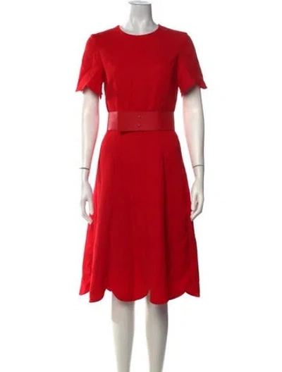 Pre-owned Ferragamo Virgin Wool Midi Length Dress In Red