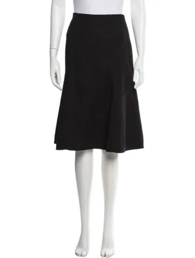 Pre-owned Ferragamo Virgin Wool Midi Length Skirt In Black