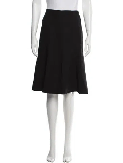 Pre-owned Ferragamo Virgin Wool Midi Length Skirt In Black
