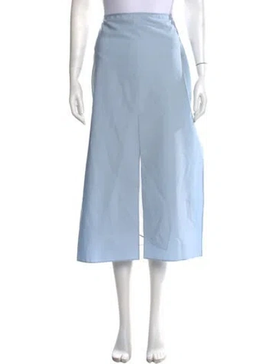 Pre-owned Ferragamo Virgin Wool Midi Length Skirt In Blue