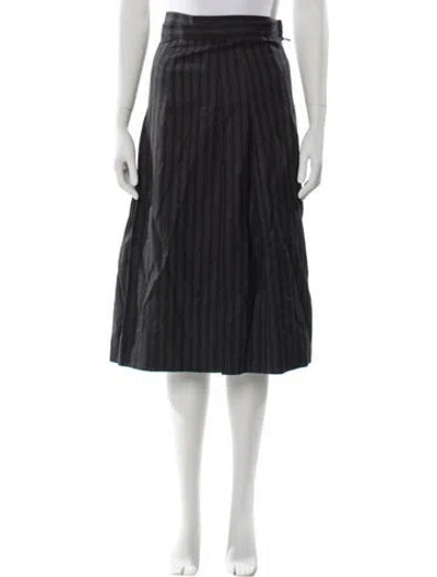 Pre-owned Ferragamo Virgin Wool Midi Length Skirt In Gray