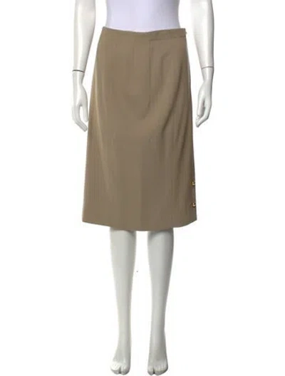 Pre-owned Ferragamo Virgin Wool Midi Length Skirt In Neutrals