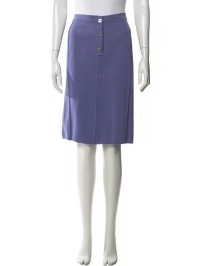 Pre-owned Ferragamo Virgin Wool Midi Length Skirt In Purple