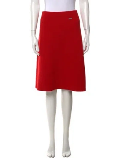 Pre-owned Ferragamo Virgin Wool Midi Length Skirt In Red