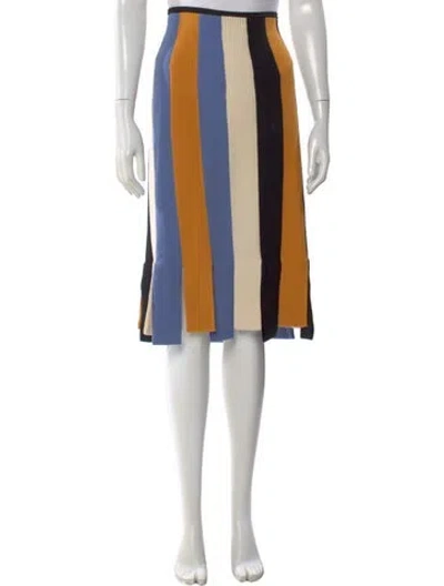 Pre-owned Ferragamo Virgin Wool Midi Length Skirt In Yellow