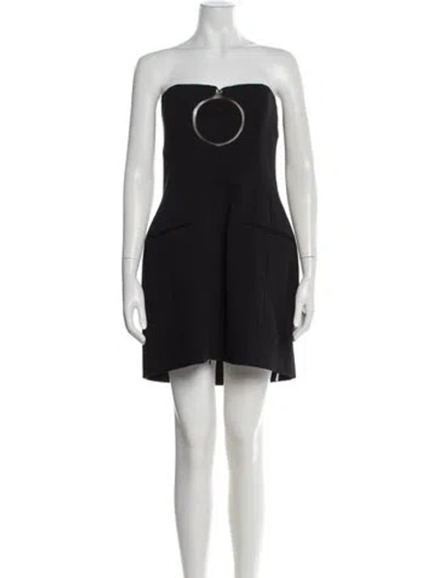 Pre-owned Ferragamo Virgin Wool Mini Dress In Black