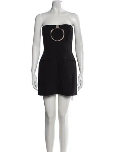 Pre-owned Ferragamo Virgin Wool Mini Dress In Black