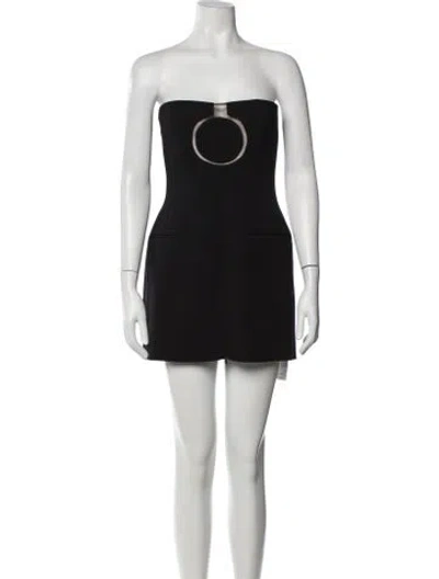 Pre-owned Ferragamo Virgin Wool Mini Dress In Black