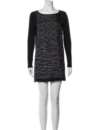 Pre-owned Ferragamo Virgin Wool Mini Dress In Blue