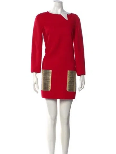 Pre-owned Ferragamo Virgin Wool Mini Dress In Red