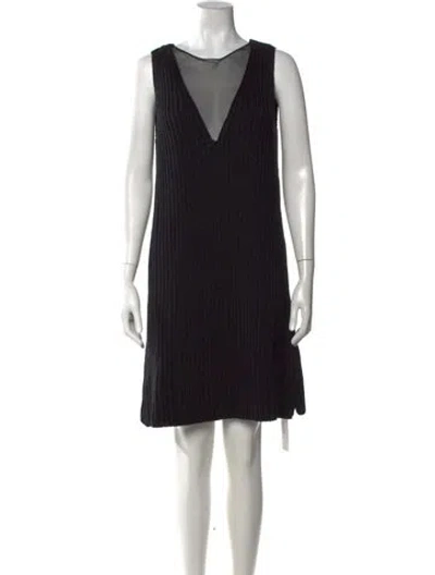 Pre-owned Ferragamo Virgin Wool Mini Dress W/ Tags In Black