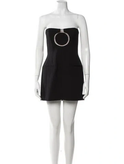 Pre-owned Ferragamo Virgin Wool Mini Dress W/ Tags In Black
