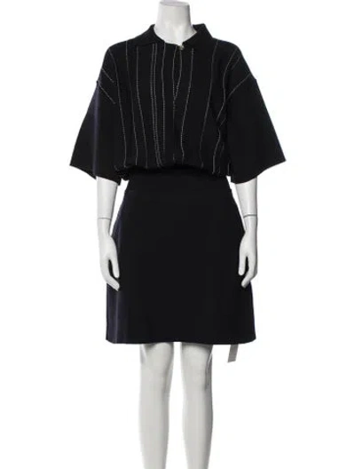 Pre-owned Ferragamo Virgin Wool Mini Dress W/ Tags In Black