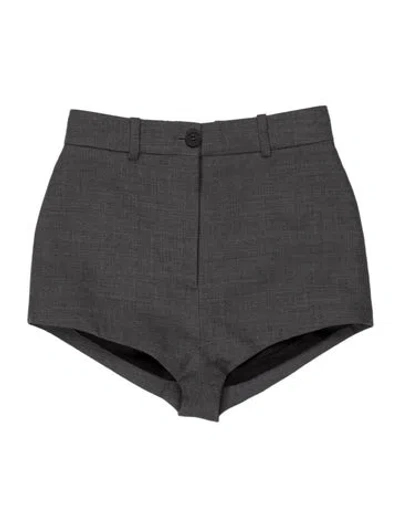 Pre-owned Ferragamo Virgin Wool Mini Shorts In Gray
