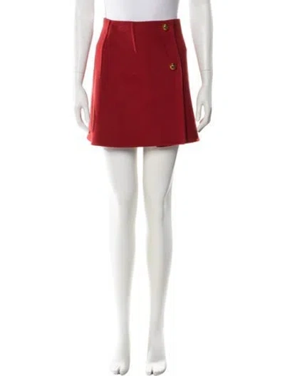 Pre-owned Ferragamo Virgin Wool Mini Skirt In Red
