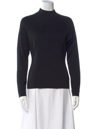 Pre-owned Ferragamo Virgin Wool Mock Neck Sweater In Black