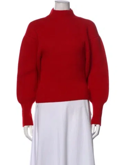 Pre-owned Ferragamo Virgin Wool Mock Neck Sweater In Red