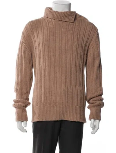 Pre-owned Ferragamo Virgin Wool Mock Neck Sweatshirt In Neutral