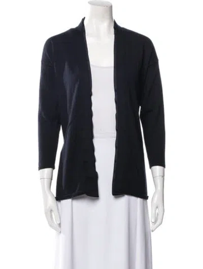 Pre-owned Ferragamo Virgin Wool Open Front Sweater In Black