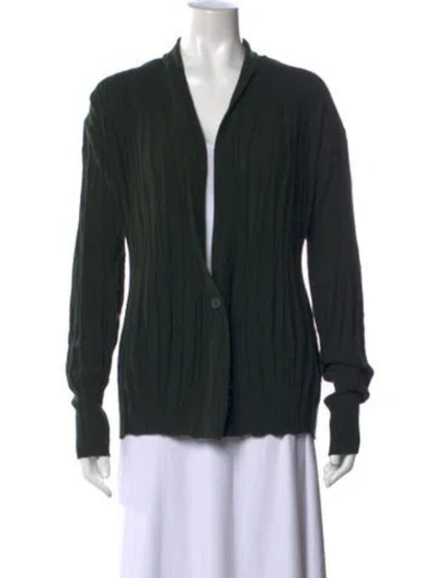 Pre-owned Ferragamo Virgin Wool Open Front Sweater In Black
