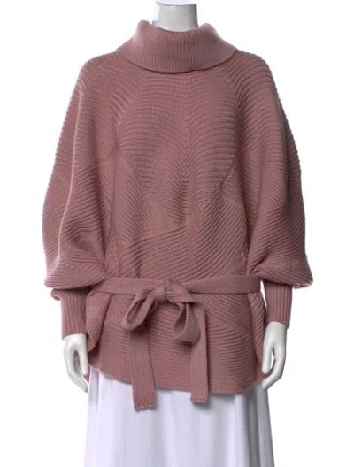 Pre-owned Ferragamo Virgin Wool Open Front Sweater In Pink