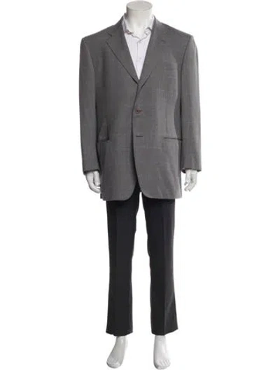 Pre-owned Ferragamo Virgin Wool Overcoat In Gray
