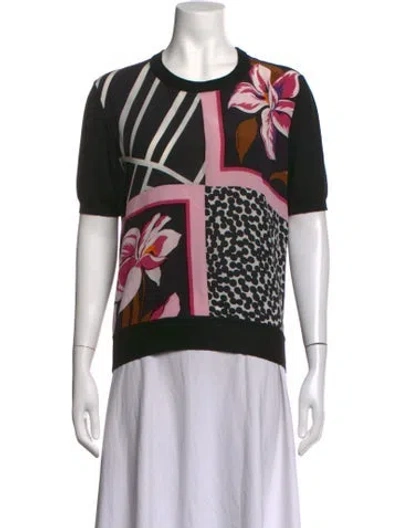 Pre-owned Ferragamo Virgin Wool Patterned Sweater In Black