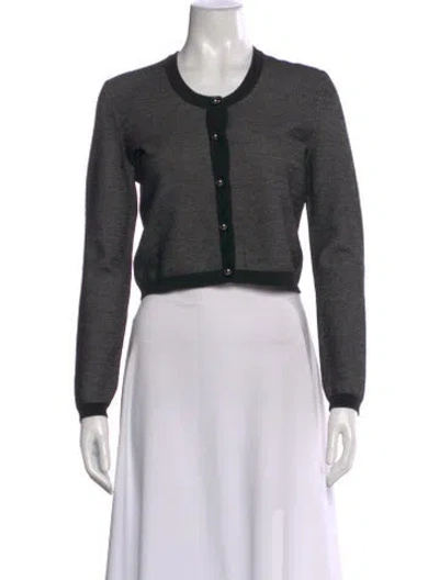 Pre-owned Ferragamo Virgin Wool Patterned Top In Gray