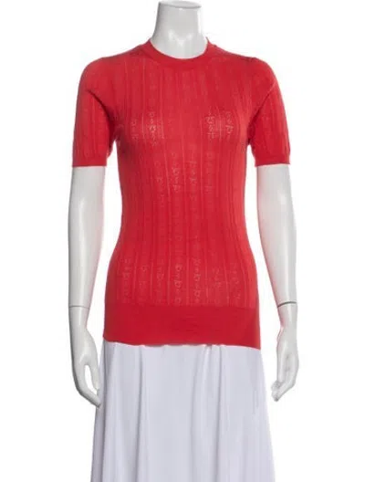 Pre-owned Ferragamo Virgin Wool Patterned Top In Red