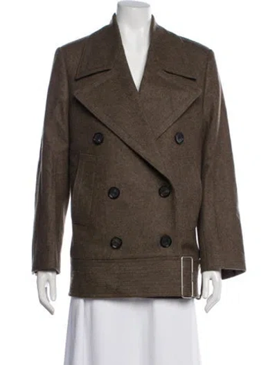 Pre-owned Ferragamo Virgin Wool Peacoat In Brown