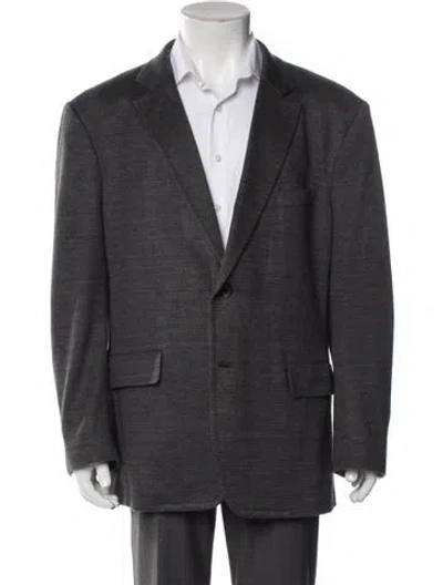 Pre-owned Ferragamo Virgin Wool Peacoat In Gray