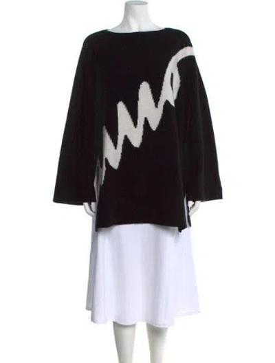 Pre-owned Ferragamo Virgin Wool Printed Sweater In Black