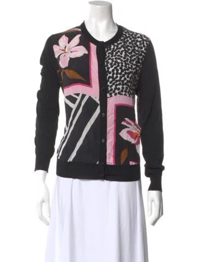 Pre-owned Ferragamo Virgin Wool Printed Sweater In Black