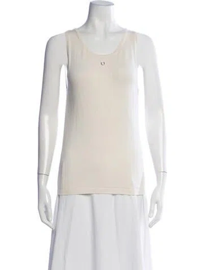Pre-owned Ferragamo Virgin Wool Scoop Neck Sweater In Neutral