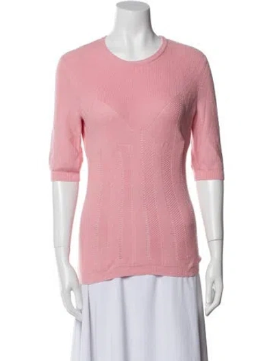 Pre-owned Ferragamo Virgin Wool Scoop Neck Sweater In Pink