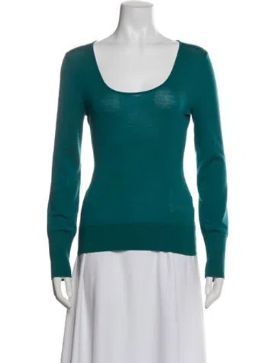 Pre-owned Ferragamo Virgin Wool Scoop Neck Top In Green