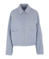 Ferragamo Virgin Wool Silk Zip-up Jacket In Blue