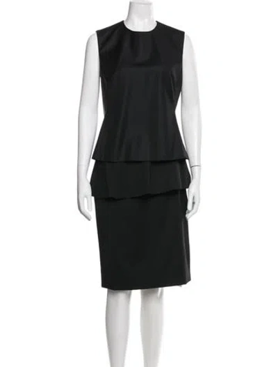 Pre-owned Ferragamo Virgin Wool Skirt Set In Black