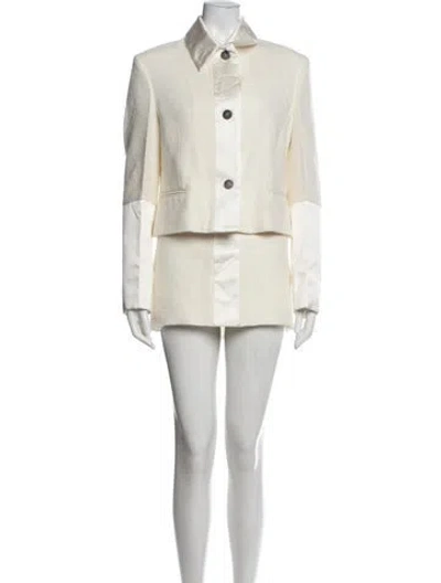 Pre-owned Ferragamo Virgin Wool Skirt Set In Yellow