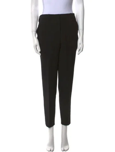Pre-owned Ferragamo Virgin Wool Straight Leg Pants In Black