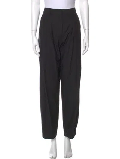 Pre-owned Ferragamo Virgin Wool Straight Leg Pants In Black