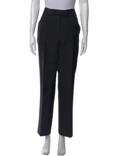 Pre-owned Ferragamo Virgin Wool Straight Leg Pants In Black