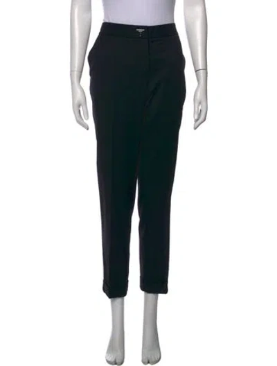 Pre-owned Ferragamo Virgin Wool Straight Leg Pants In Black