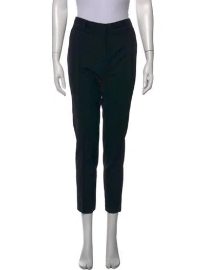 Pre-owned Ferragamo Virgin Wool Straight Leg Pants In Black