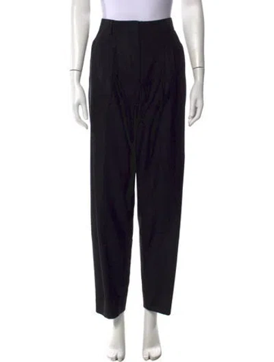 Pre-owned Ferragamo Virgin Wool Straight Leg Pants In Black