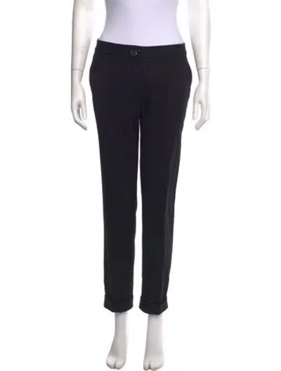 Pre-owned Ferragamo Virgin Wool Straight Leg Pants In Black