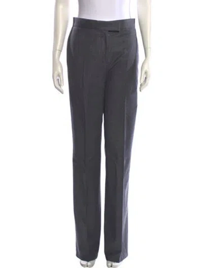 Pre-owned Ferragamo Virgin Wool Straight Leg Pants In Gray