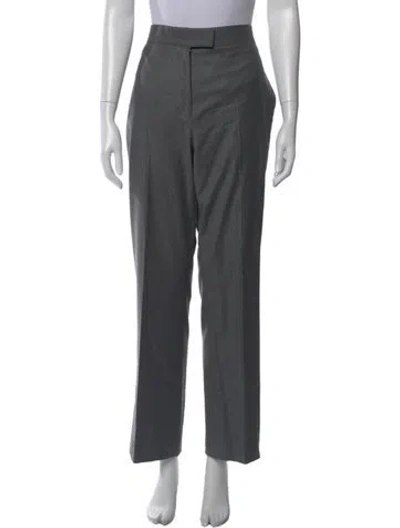 Pre-owned Ferragamo Virgin Wool Straight Leg Pants In Gray
