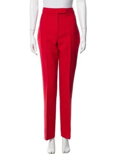 Pre-owned Ferragamo Virgin Wool Straight Leg Pants In Red