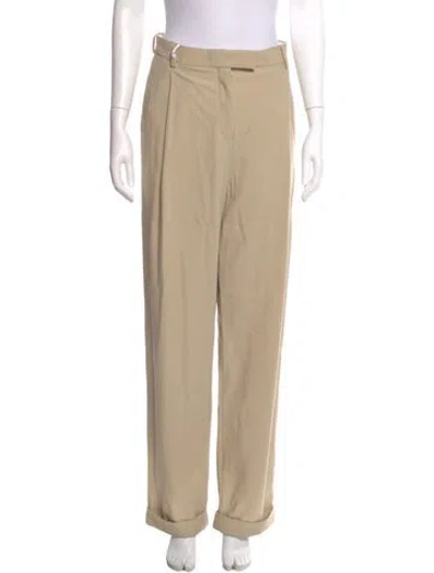 Pre-owned Ferragamo Virgin Wool Straight Leg Pants W/ Tags In Neutral